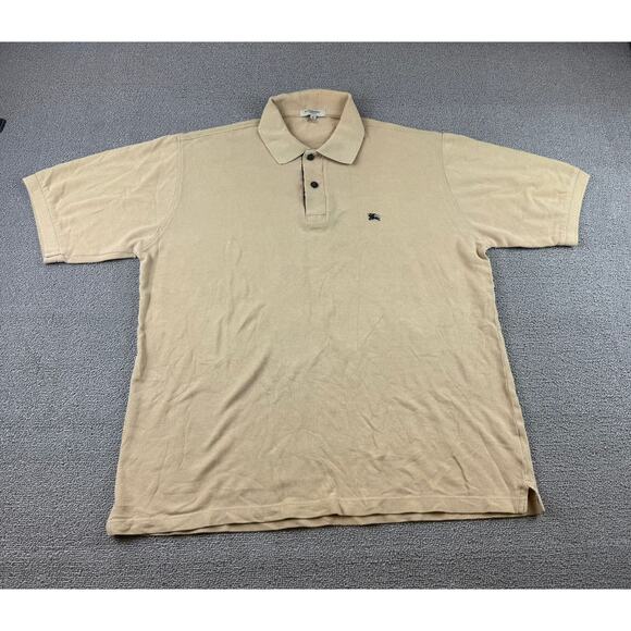 Vintage Burberry London M Nova Check Crew Polo Shirt Men Beige Made In England - Picture 1 of 10